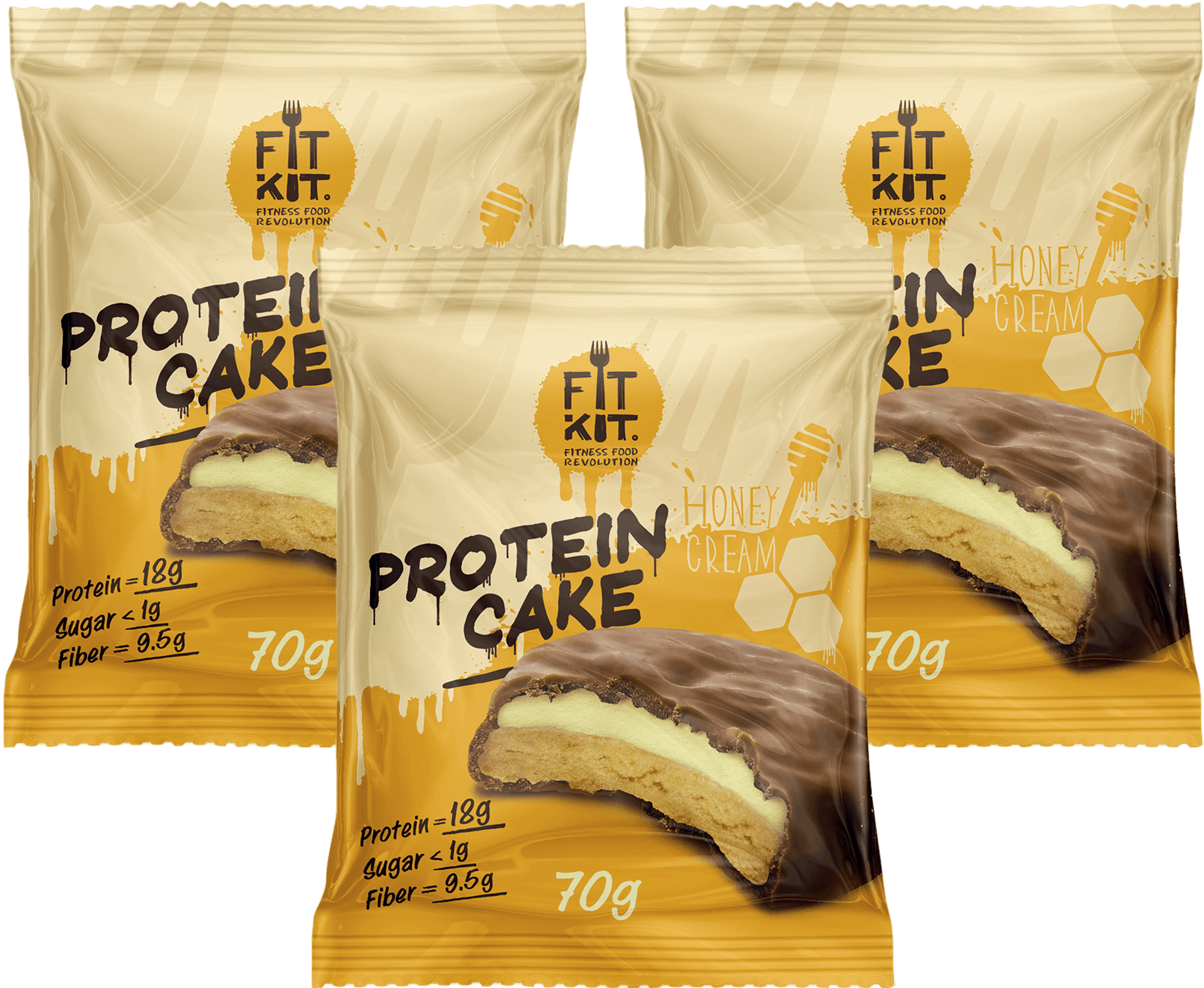 фото Печенье fit kit protein cake 3 70 г, 3 шт., медовый крем