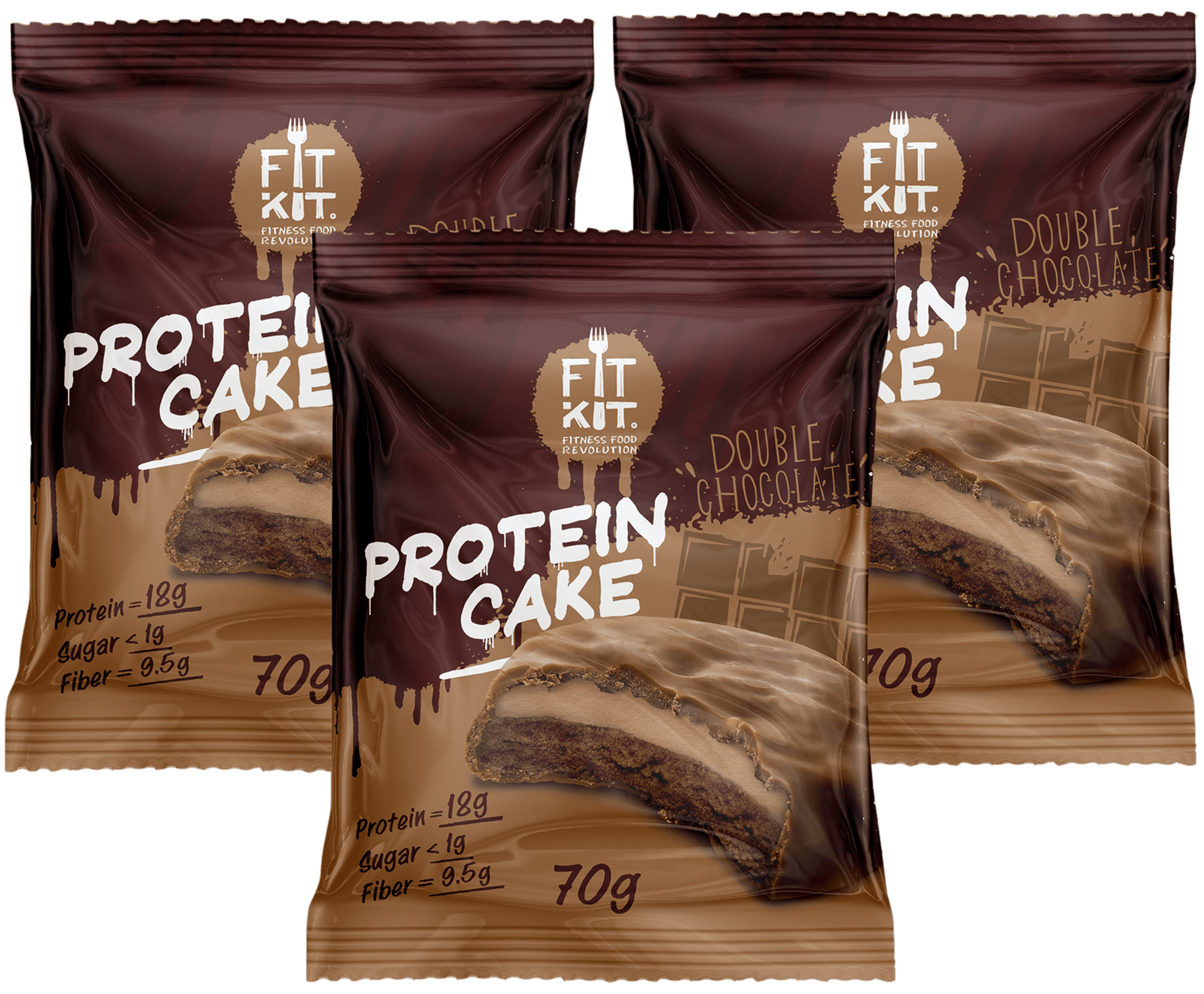 фото Печенье fit kit protein cake 3 70 г, 3 шт., двойной шоколад