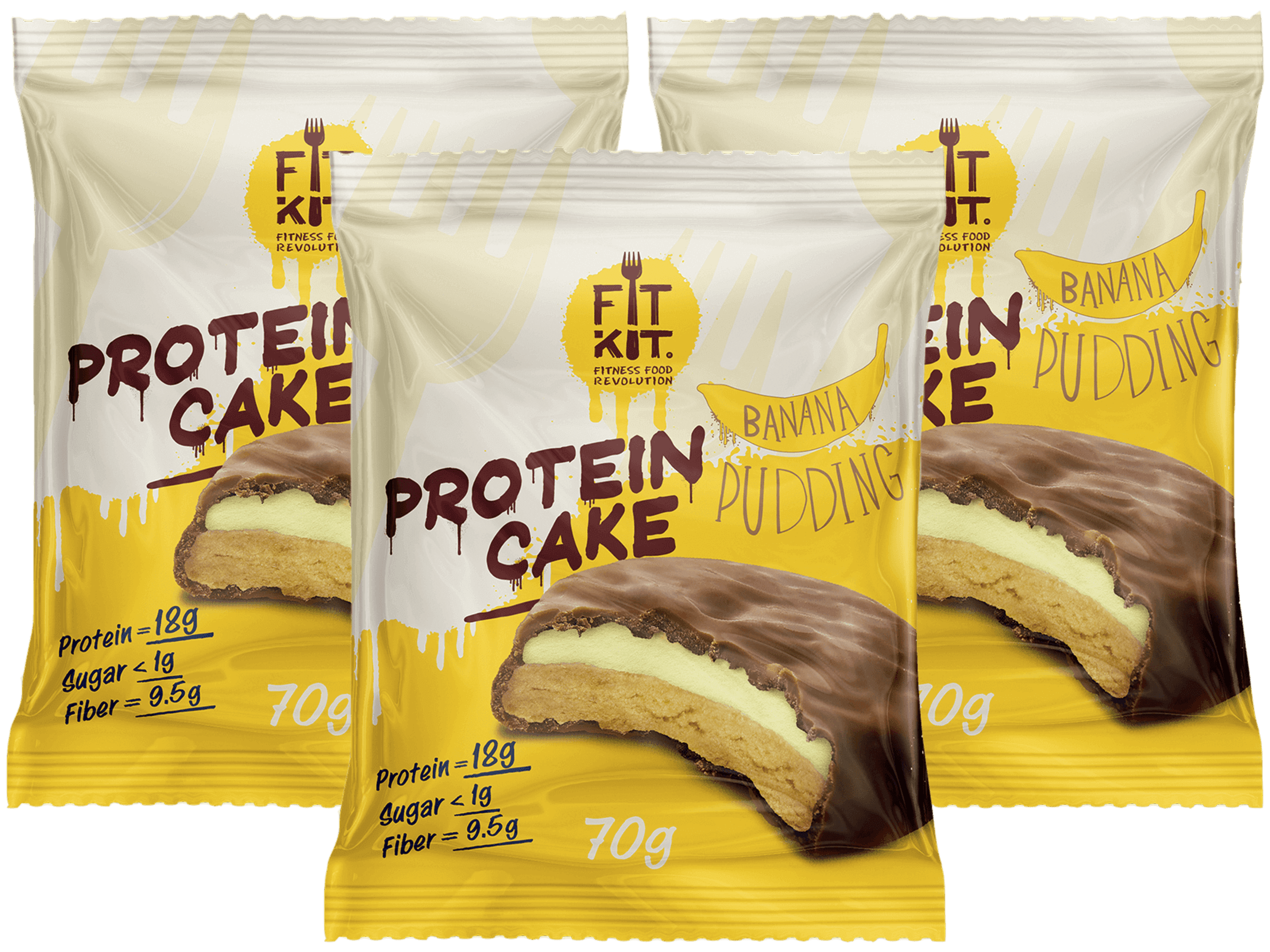 фото Печенье fit kit protein cake 3 70 г, 3 шт., банановый пудинг