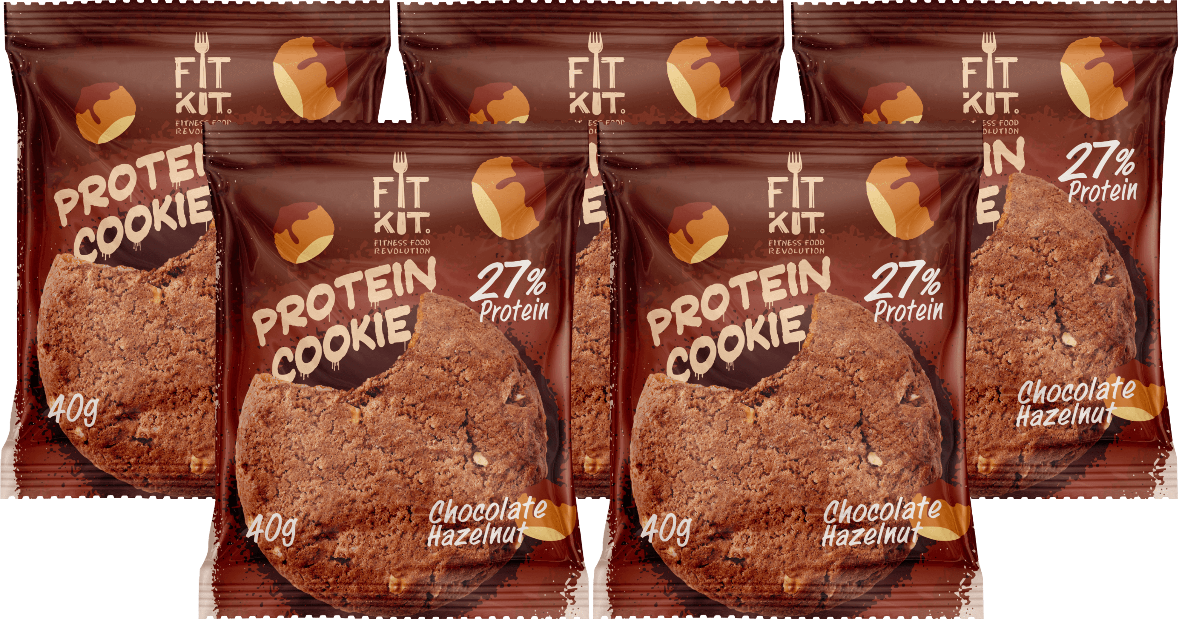 фото Печенье fit kit protein cookie 5 40 г, 5 шт., шоколад/фундук