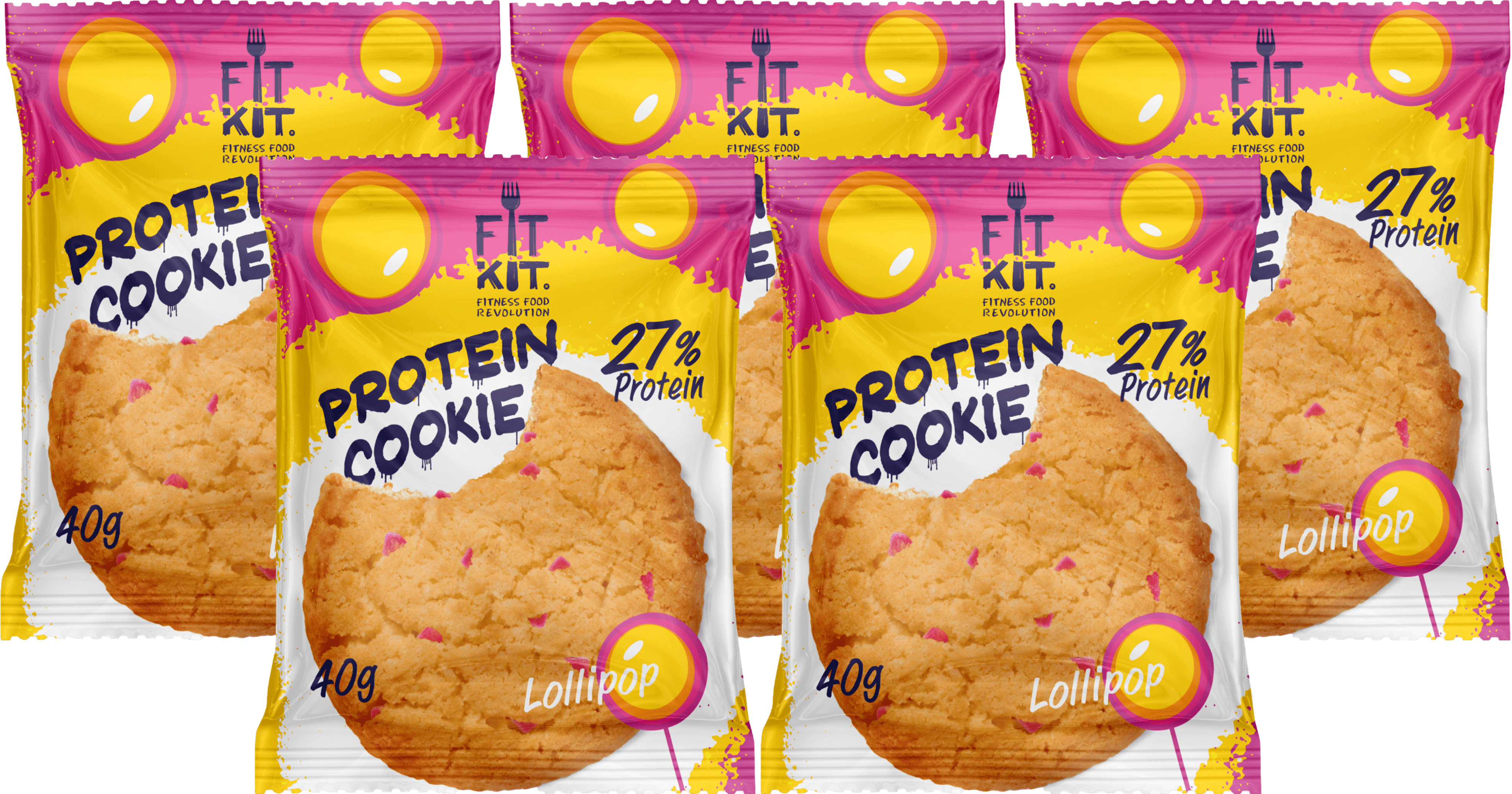 фото Печенье fit kit protein cookie 5 40 г, 5 шт., леденец