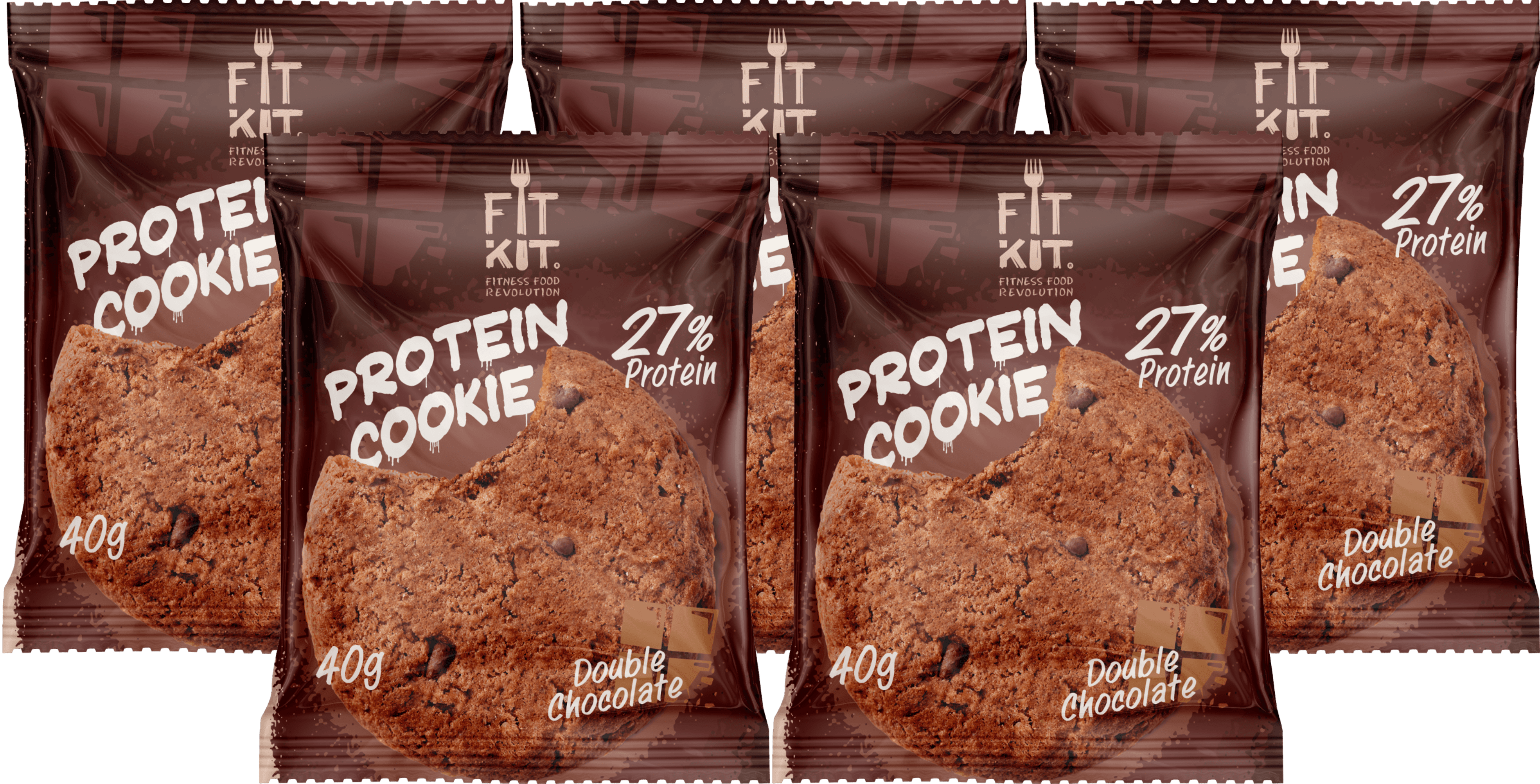 фото Печенье fit kit protein cookie 5 40 г, 5 шт., двойной шоколад