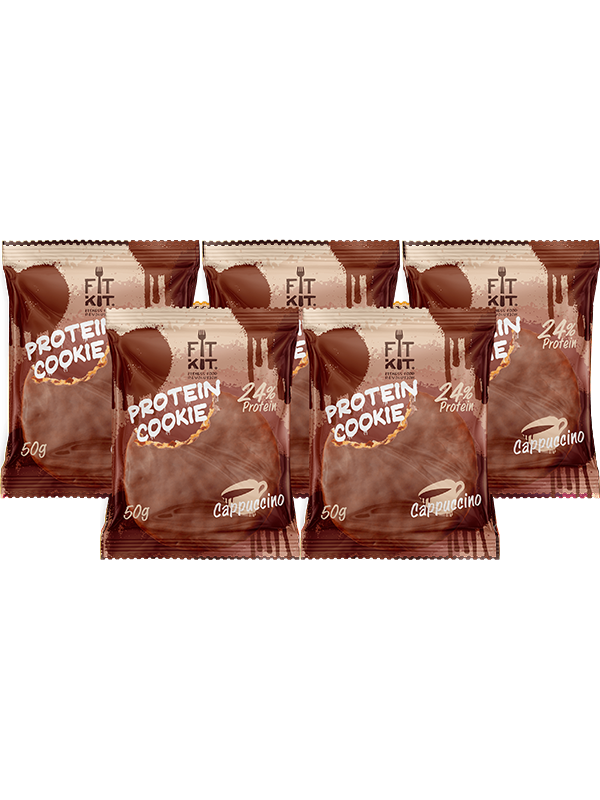 Печенье Fit Kit Chocolate Protein Cookie 5 50 г, 5 шт., капучино Россия