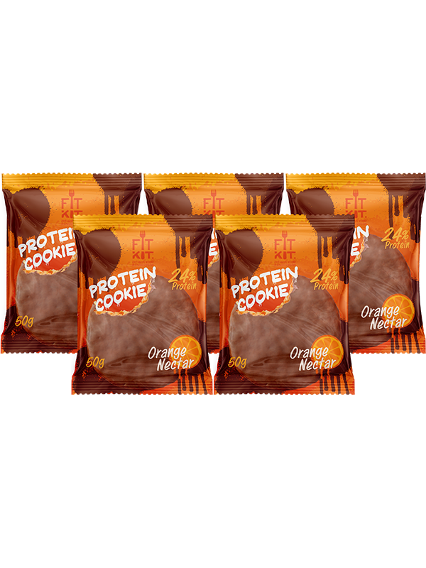 

Печенье Fit Kit Chocolate Protein Cookie 5 50 г, 5 шт., апельсиновый нектар, Chocolate Protein Cookie