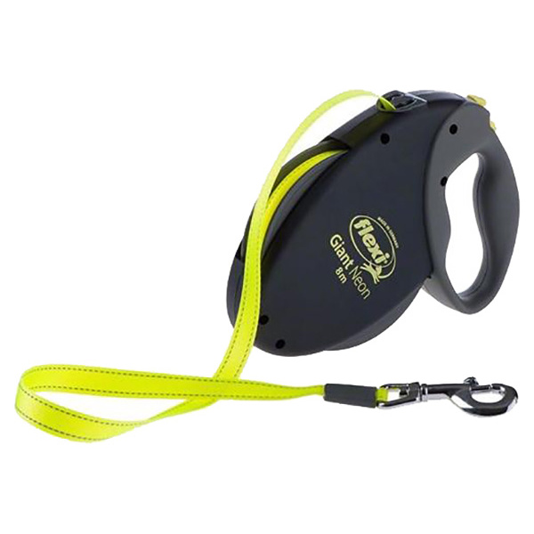 фото Поводок-рулетка для собак flexi giant neon m, черный-неон