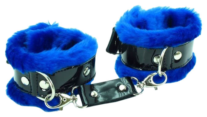 Синие наручники с мехом BDSM Light
