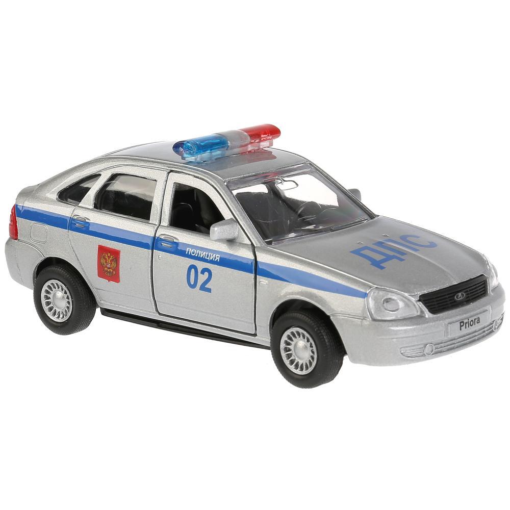 

Машинка Технопарк Lada Priora хэтчбек Полиция 12 см, открываются двери, WB, Серый;синий, Lada Priora