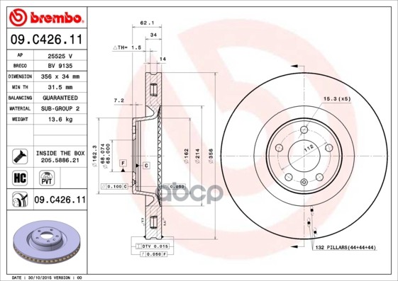 фото Диск тормозной brembo 09.c426.11