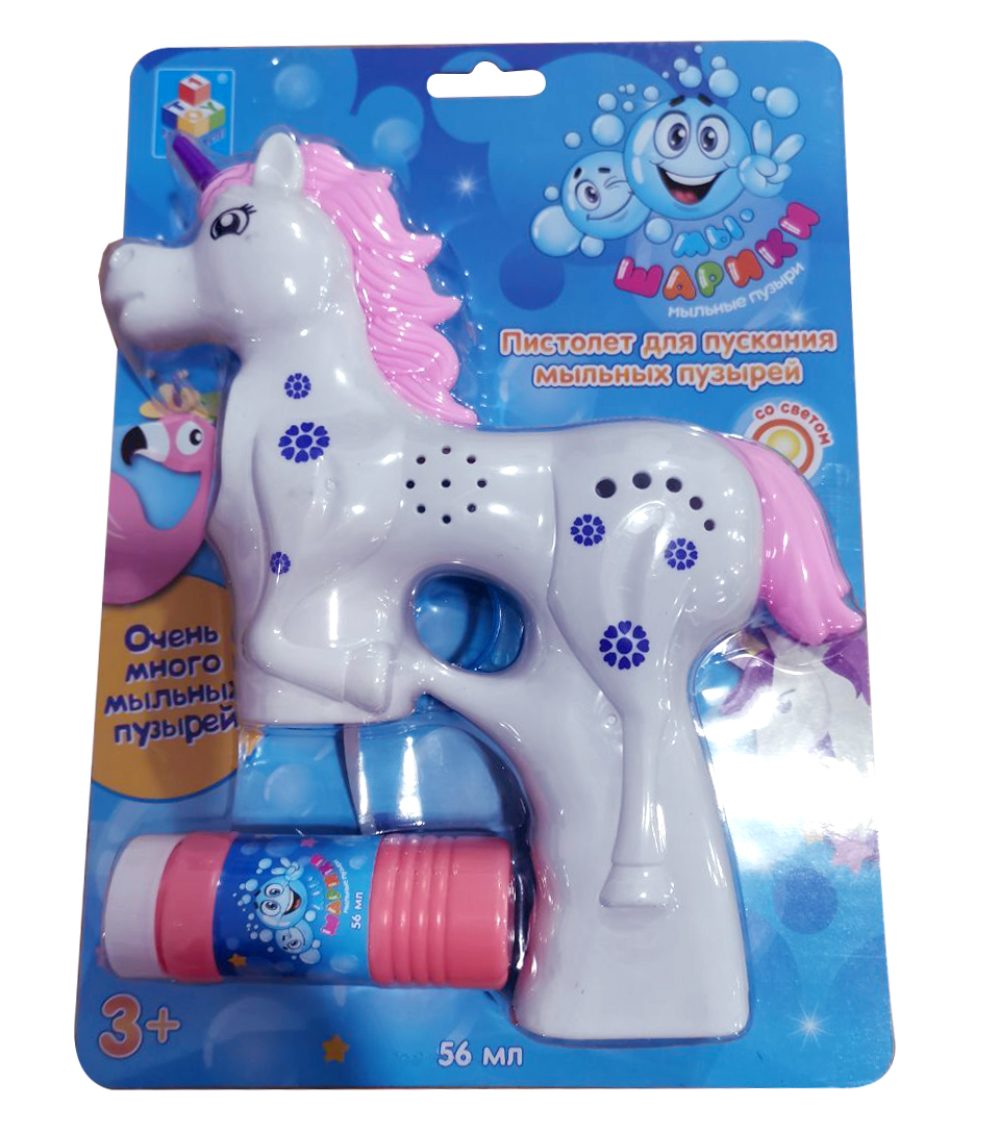 

Пистолет 1TOY для пускания мыльных пузырей Единорог