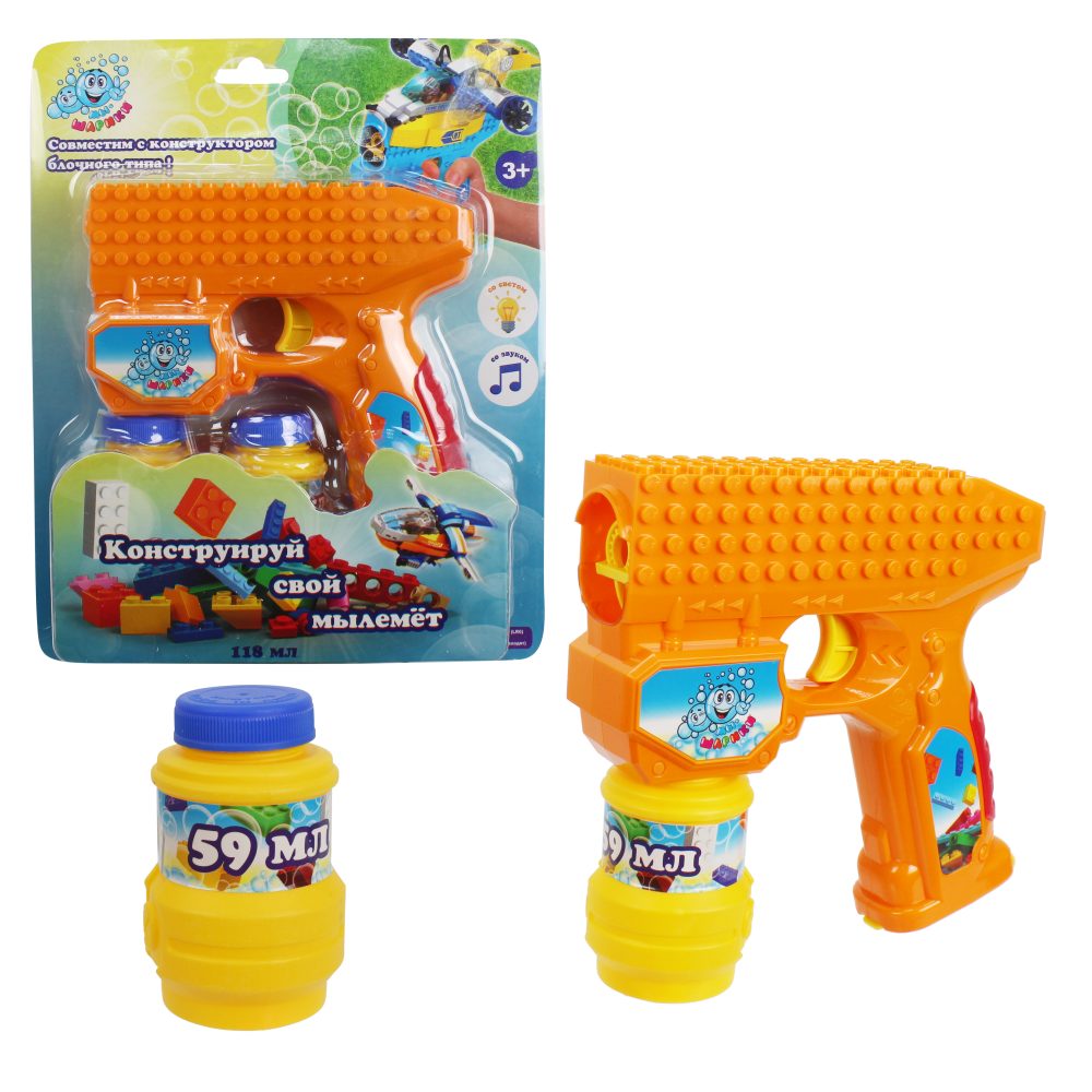 

Пистолет с мыльными пузырями 1TOY свет, звук, оранжевый