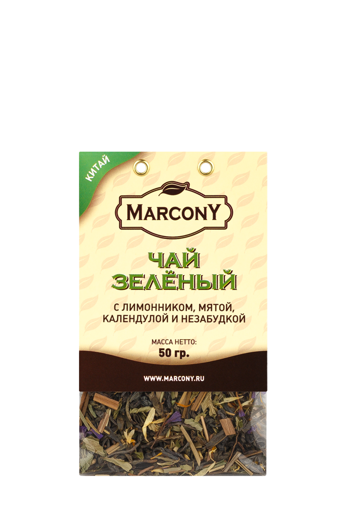 

Чай Marcony зеленый с лимонником, мятой, календулой и незабудкой 50 г