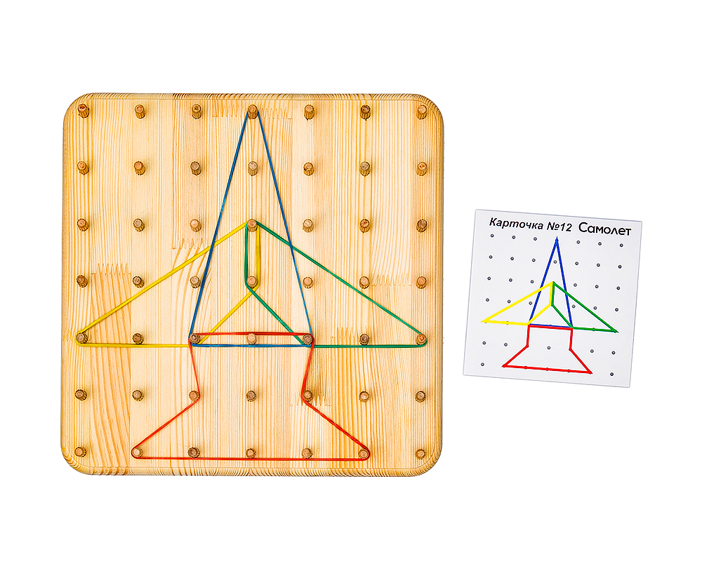 Развивающее пособие из дерева Геоборд геоборд карточки