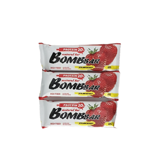 фото Батончик bombbar protein 3 60 г, 3 шт., клубника