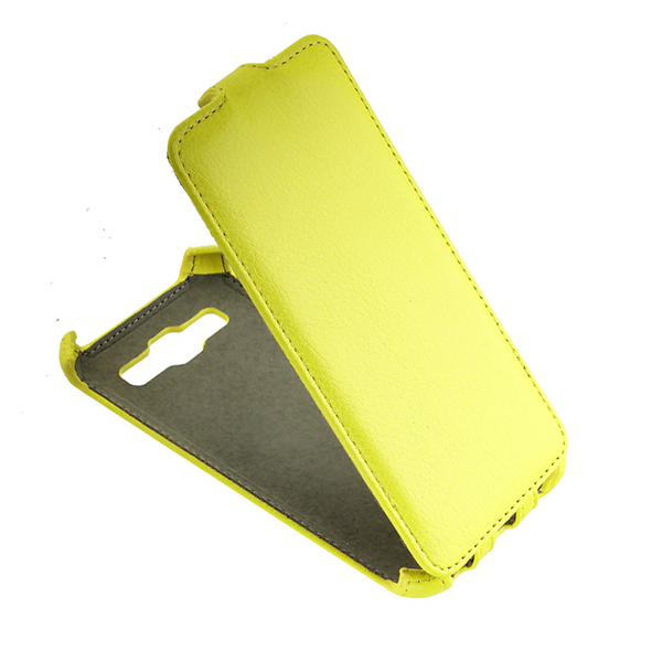 фото Чехол для samsung sm-e500h/ds (galaxy e5) флип кожзам №1 <желтый> promise mobile
