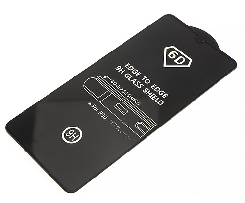 

Защитное стекло 9H Black для Huawei P30 черное т/у