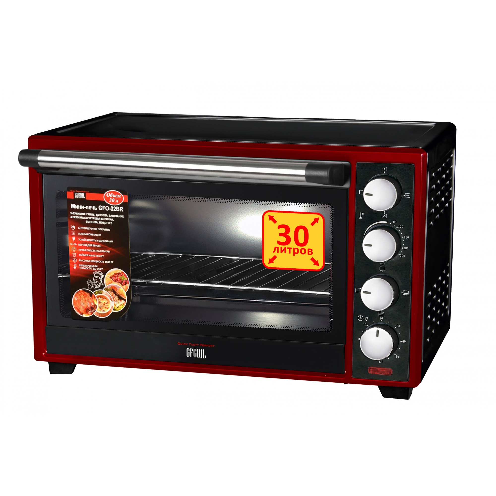 фото Мини-печь gfgril gfo-32br black/red