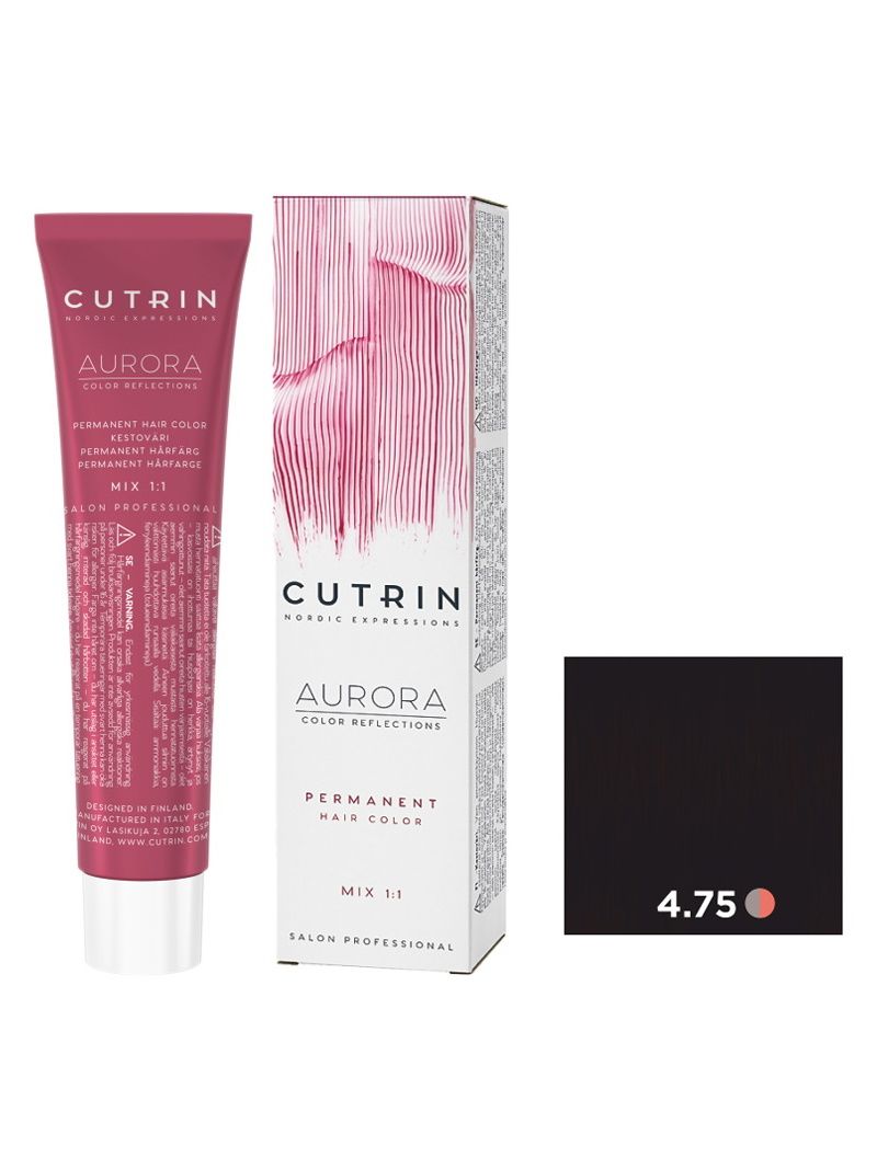 Купить Крем-краска для волос AURORA PERMANENT CUTRIN 4.75 миндаль в шоколаде 60 мл