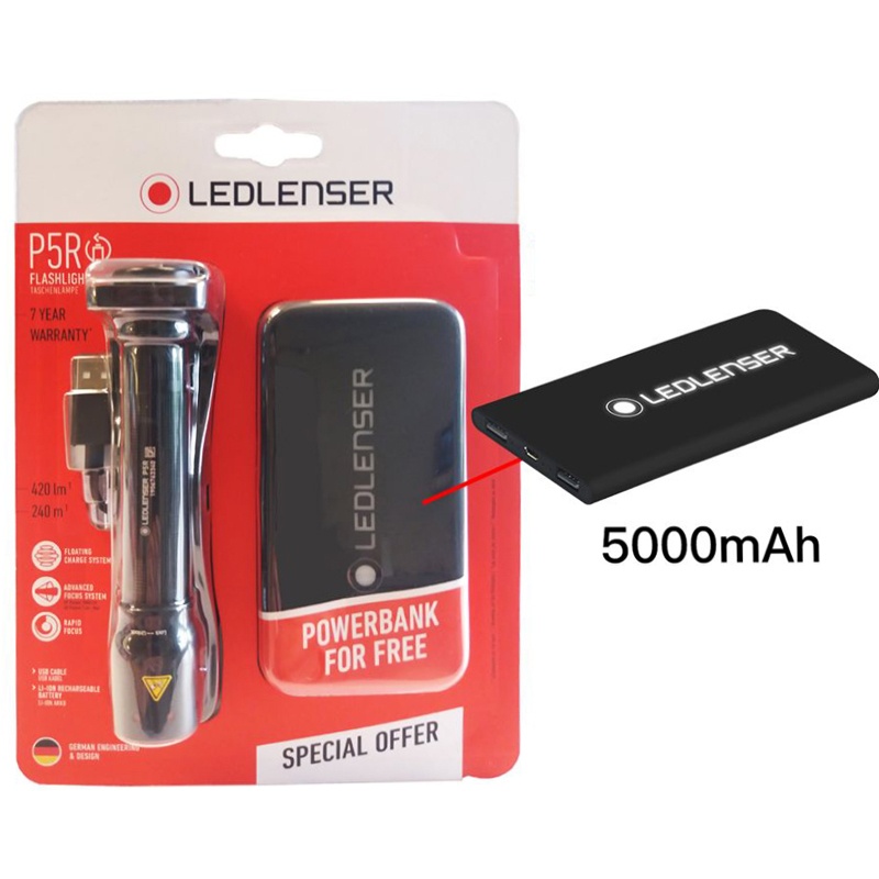 фото Фонарь с внешним аккумулятором 5000мач led lenser p5r (502046)