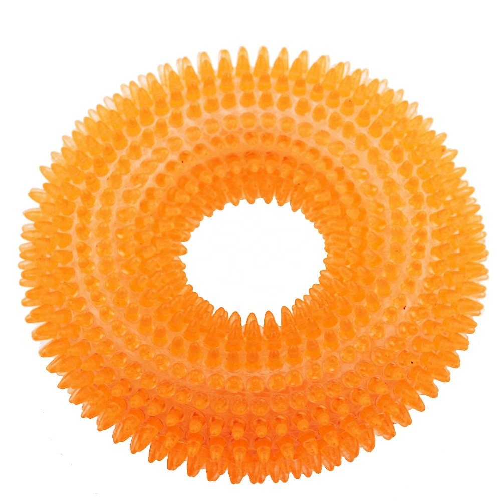 фото Жевательная игрушка для собак petsy кольцо кристалл , оранжевый, 10 см