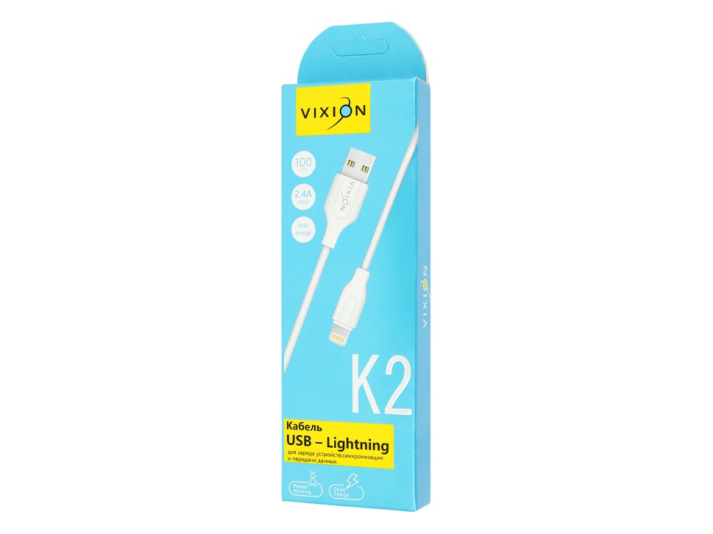 фото Кабель vixion usb - lightning 1м white (gs-00005360)