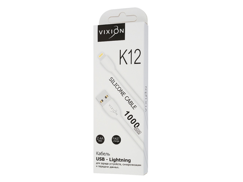 фото Кабель vixion usb - lightning 1м white (gs-00006090)