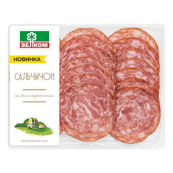 

Колбаса сырокопченая Велком Сальчичон нарезка 150 г