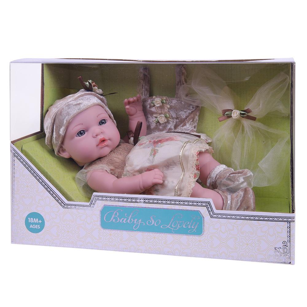 фото Пупс junfa toys baby so lovely в платье с шапочкой и аксессуарами, 30 см