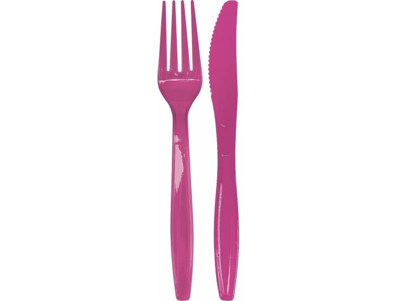 Ножи и вилки розовые 10+10 штук
