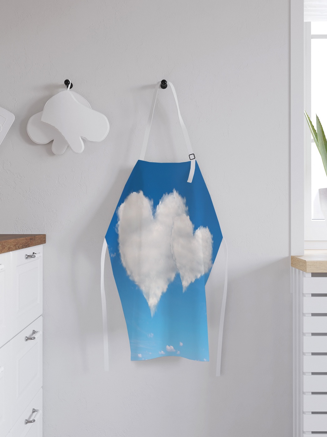 фото Фартук кухонный регулируемый "облака в форме сердца", универсальный размер joyarty