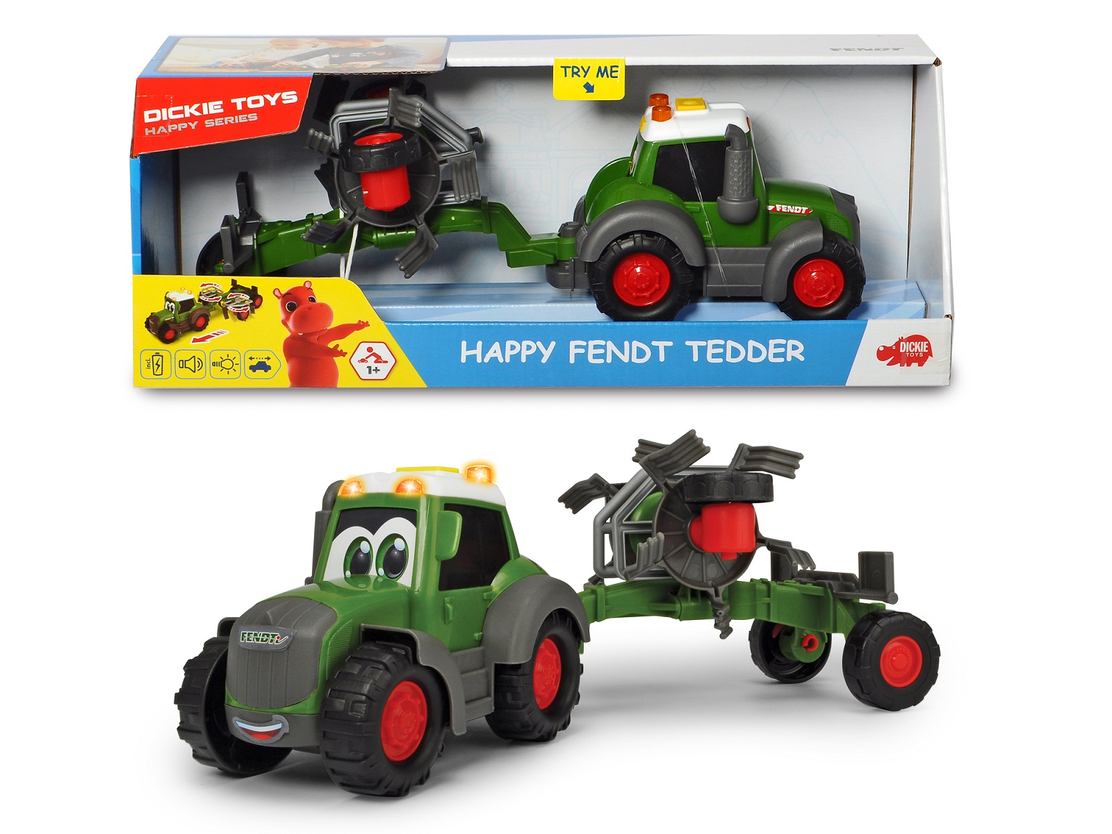 фото Машинка dickie toys трактор happy fendt с ворошилкой для сена, 30 см