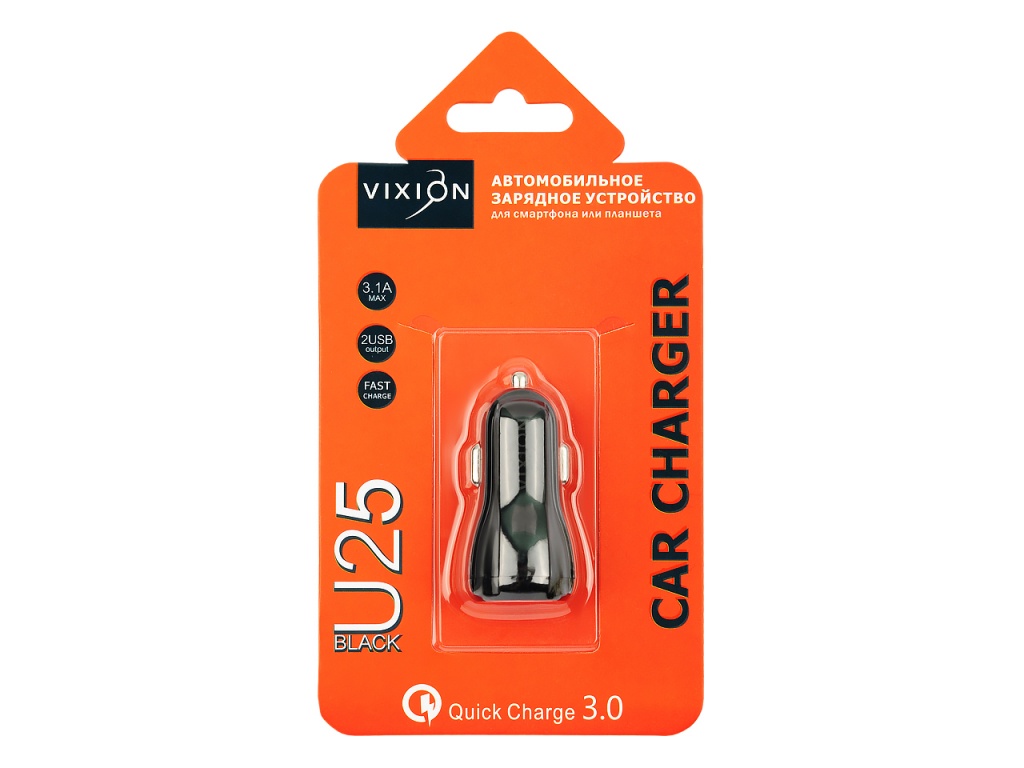 фото Автомобильное зарядное устройство vixion u25 (1-usb) quick charger 3.0 (1-usb/2.1a)