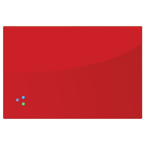 фото Доска магнитно-маркерная стеклянная (60х90 см), 3 магнита, красная, brauberg, 236749