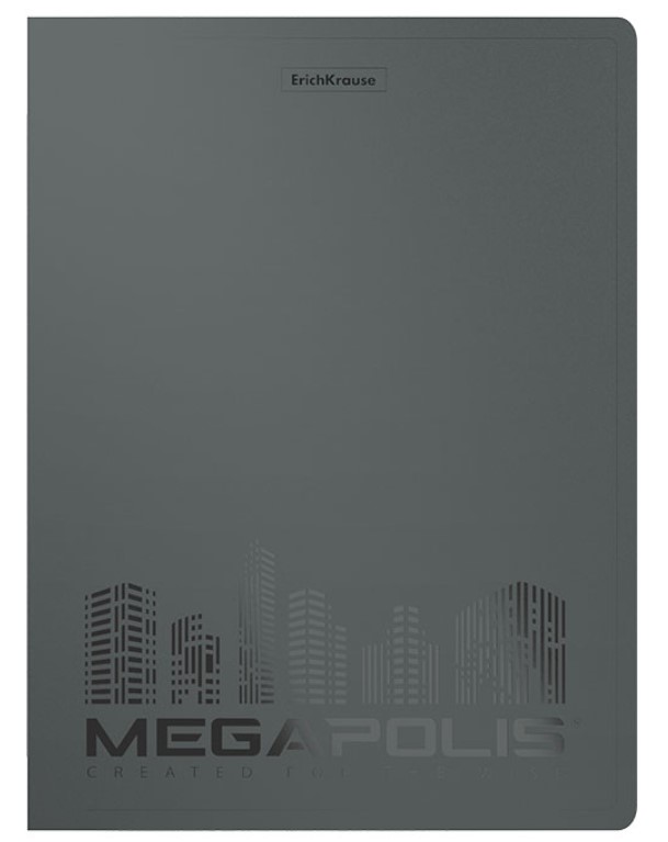 

Папка файловая пластиковая ErichKrause® MEGAPOLIS 20 карманов A4 серый в пакете по 4 шт