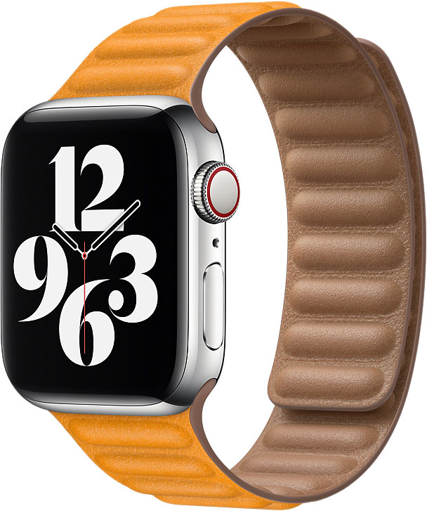 фото Ремешок apple для смарт-часов apple watch 44mm california poppy leather link small my9p2zm