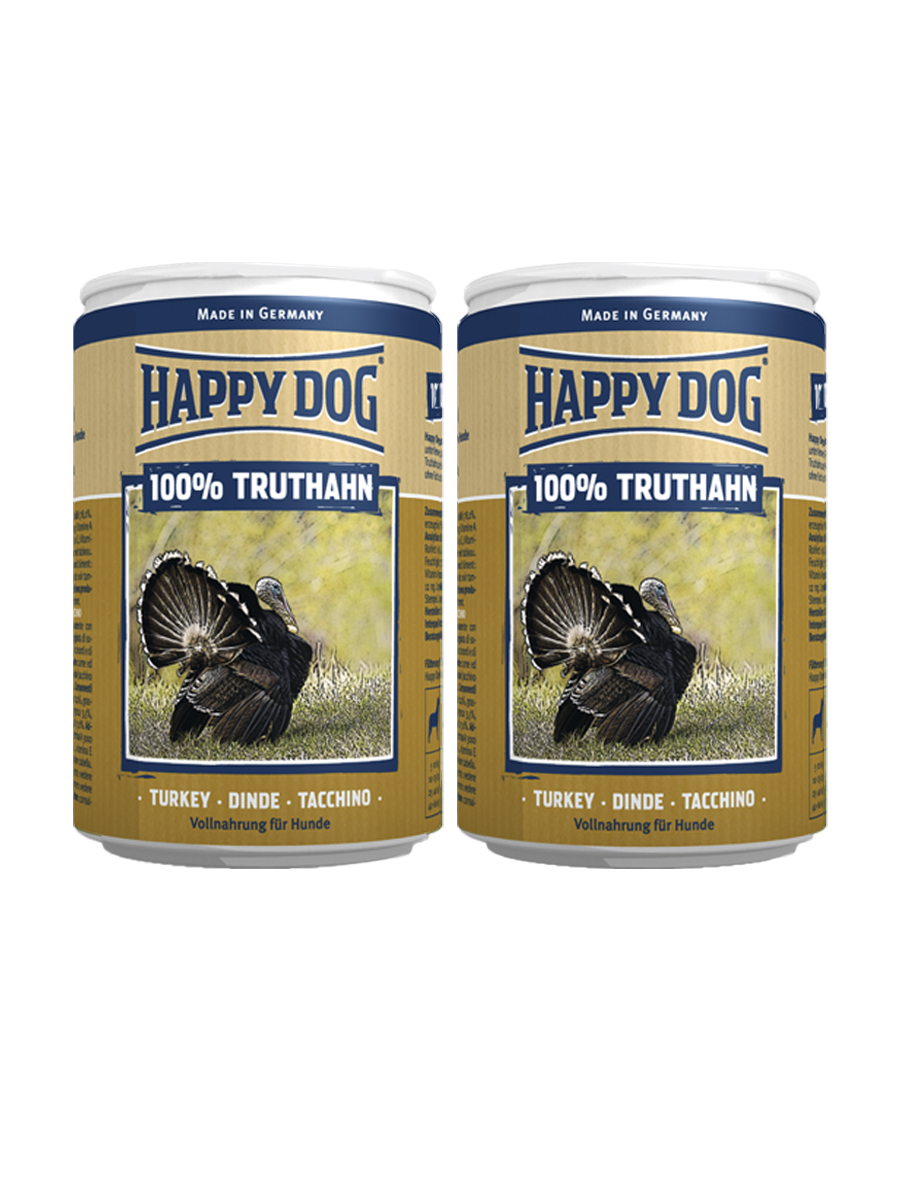фото Консервы для собак happy dog 100% truthahn, индейка, 2шт по 400г