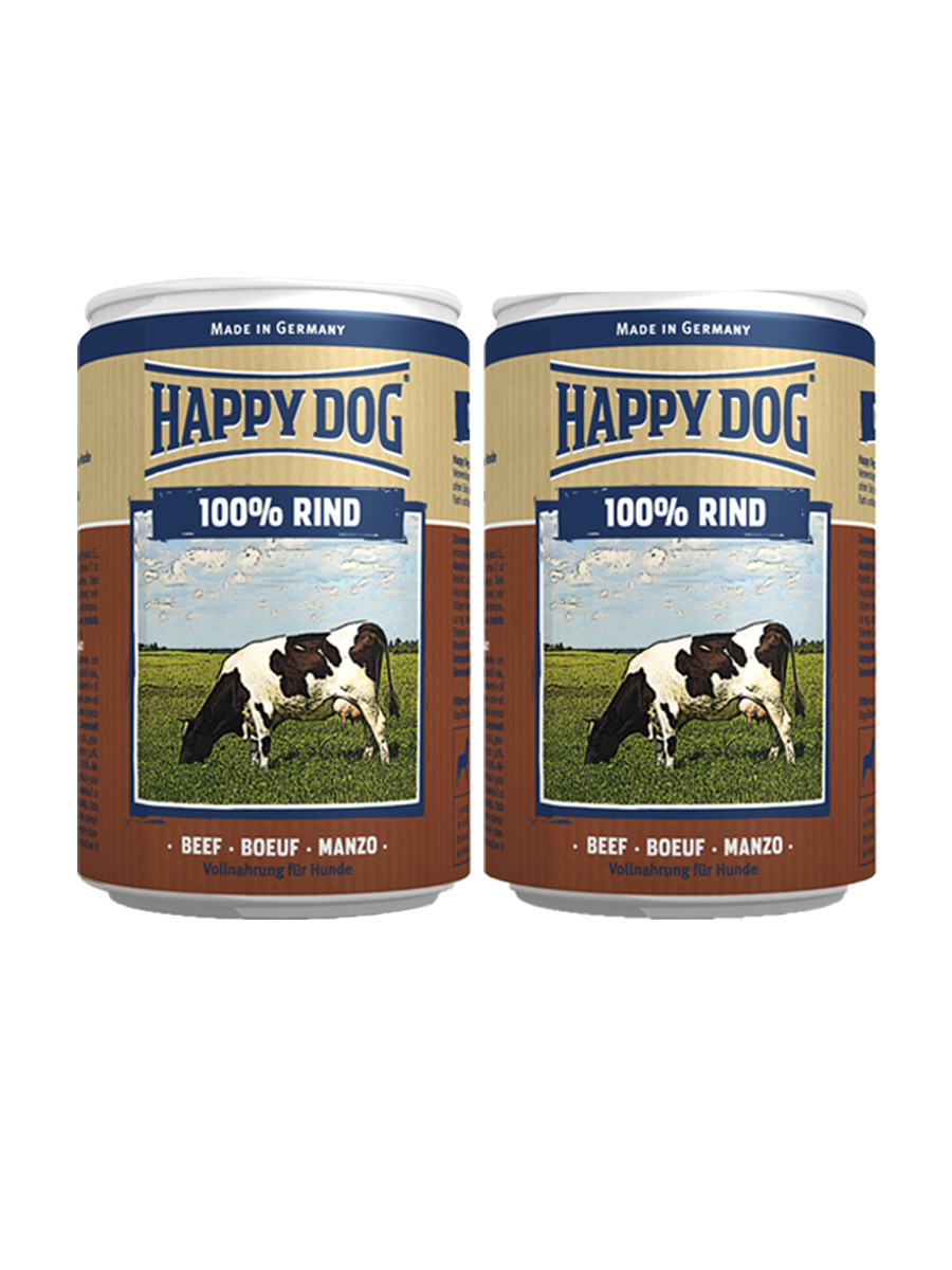 фото Консервы для собак happy dog 100% rind, говядина, 2шт по 400г