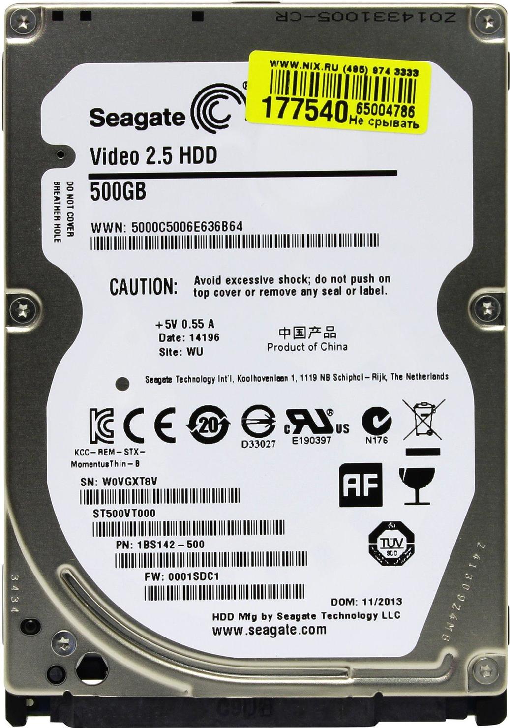 

Жесткий диск Seagate Video 500ГБ (ST500VT000), Video