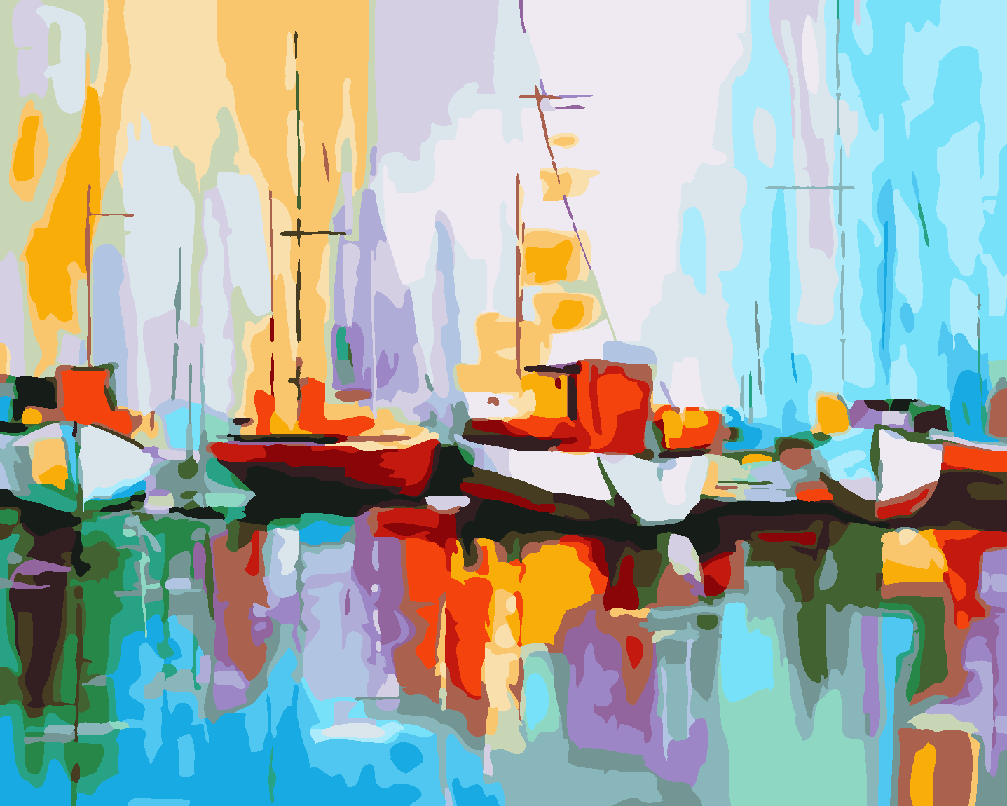 фото Раскраски по номерам. color kit. цветные лодки в порту. cg474