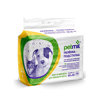 

Пеленки для кошек и собак одноразовые Petmil 60 x 40 см, 30 шт, Белый;голубой