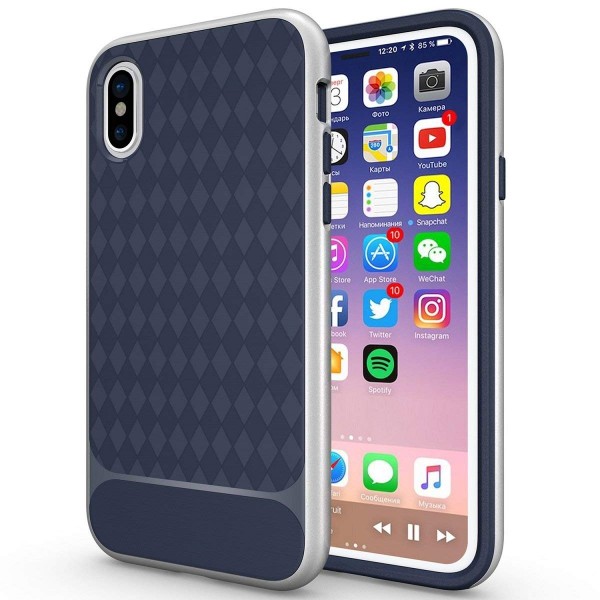 фото Чехол hwcase tpu+pc для apple iphone x (5.8") (синий / серебряный) epik