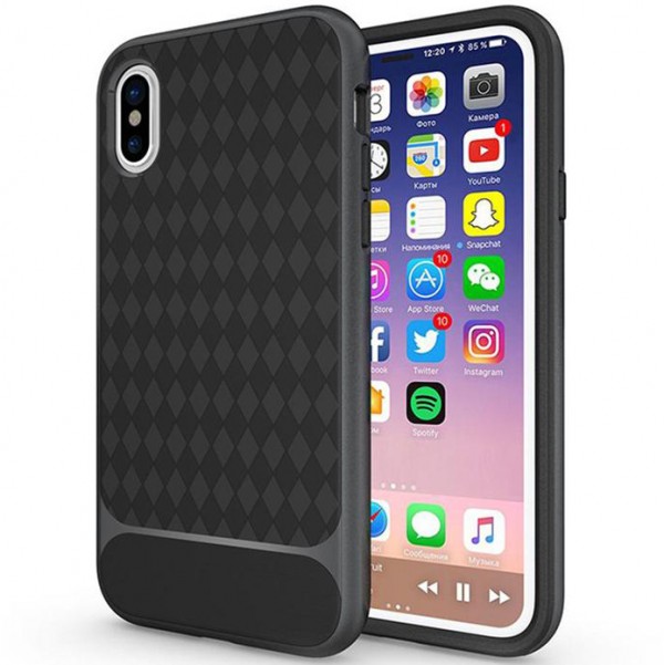 фото Чехол hwcase tpu+pc для apple iphone x (5.8") (черный / черный) epik