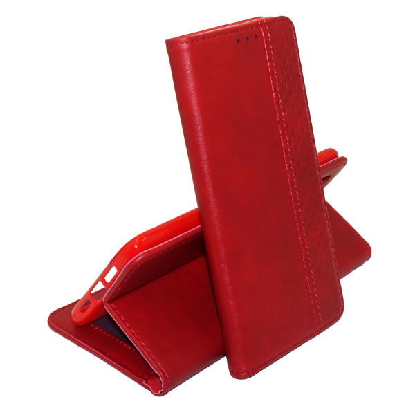 фото Кожаный чехол книжка business wallet с визитницей для apple iphone 12 (pro) (красный) epik