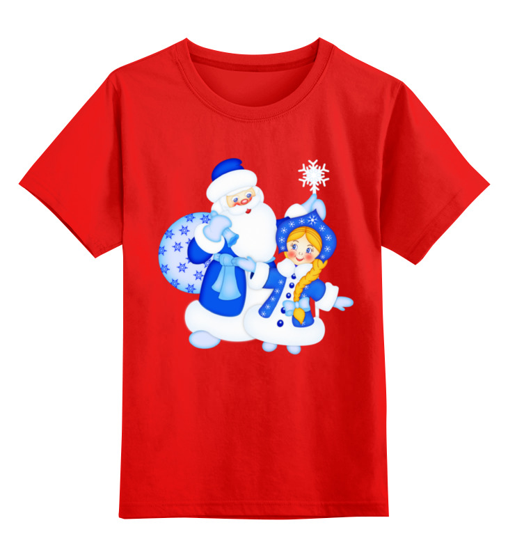 Детская футболка Printio Дед мороз и снегурочка цв.красный р.152