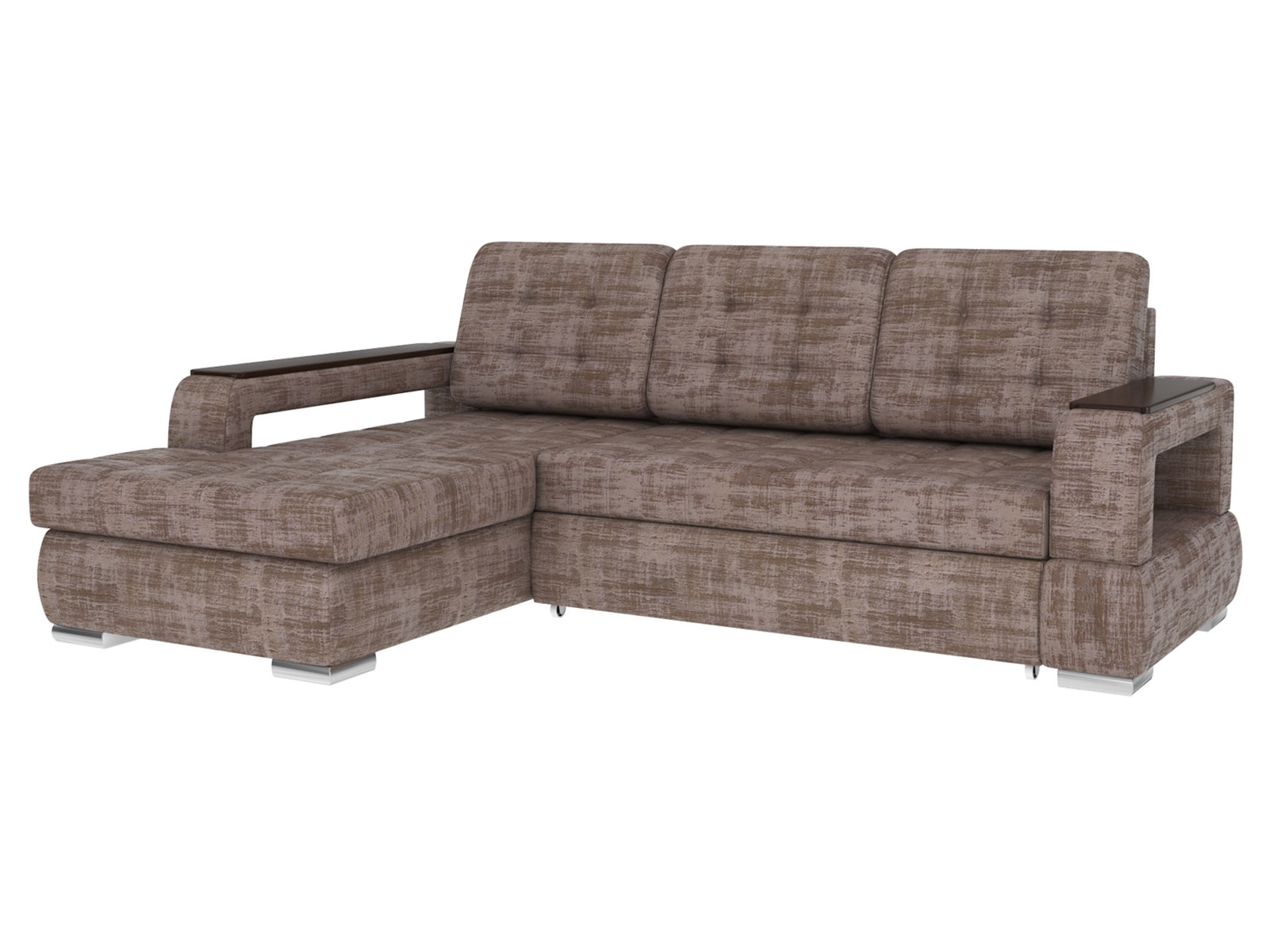 фото Угловой диван виктория люкс угловой коричневый металлик, велюр, левый мягкая линия