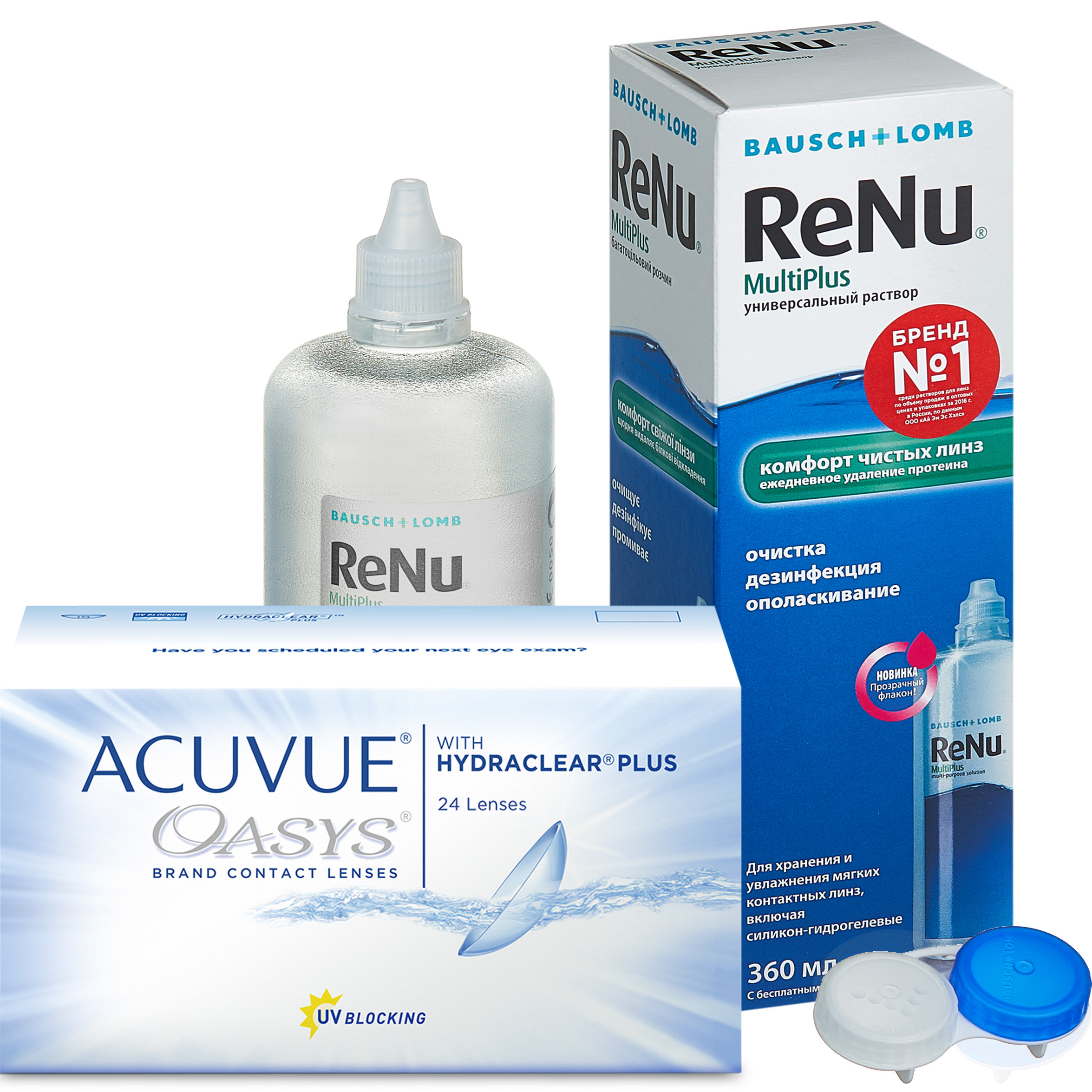фото Линзы acuvue oasys with hydraclear plus 24 линзы r 8.4 -4,00 + renu multi plus 360 мл
