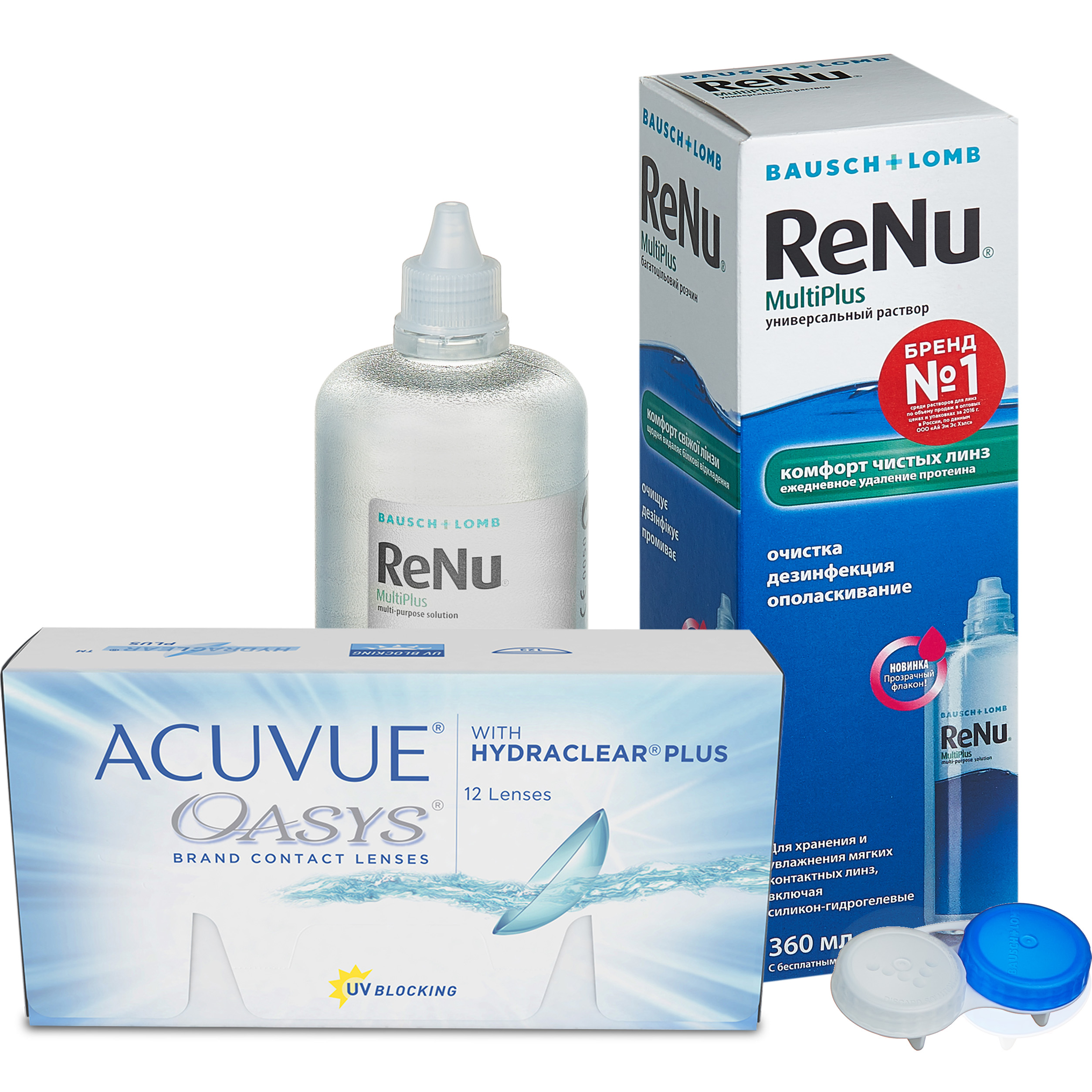 фото Линзы acuvue oasys with hydraclear plus 12 линз r 8.8 +5,50 + renu multi plus 360 мл