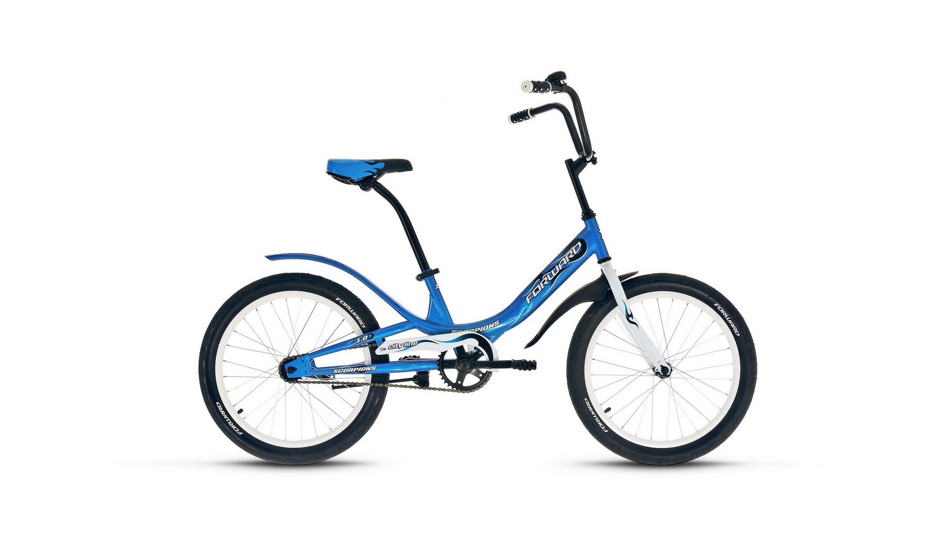 фото Велосипед forward scorpions 20 1.0 2020 рост 10.5" синий/белый