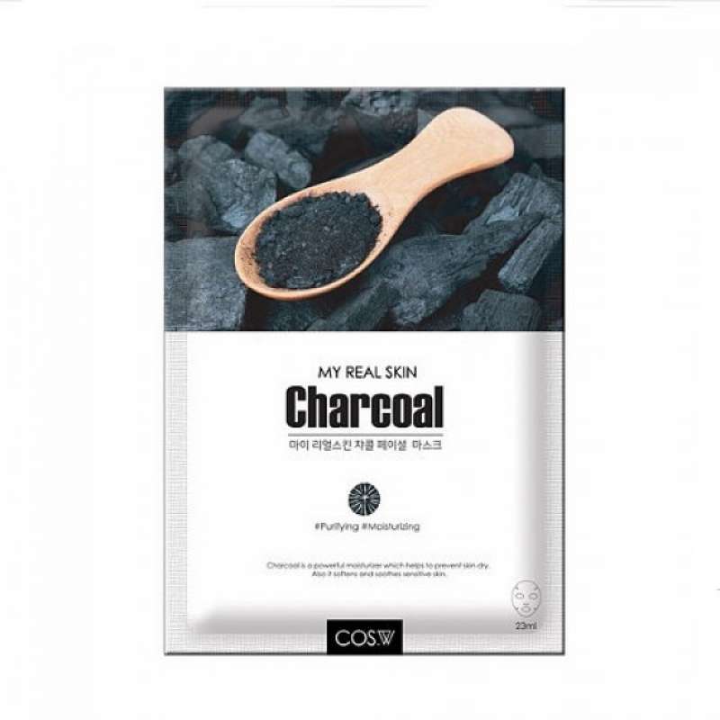 Тканевая маска с углем COS.W My Real skin charcoal facial mask 23мл