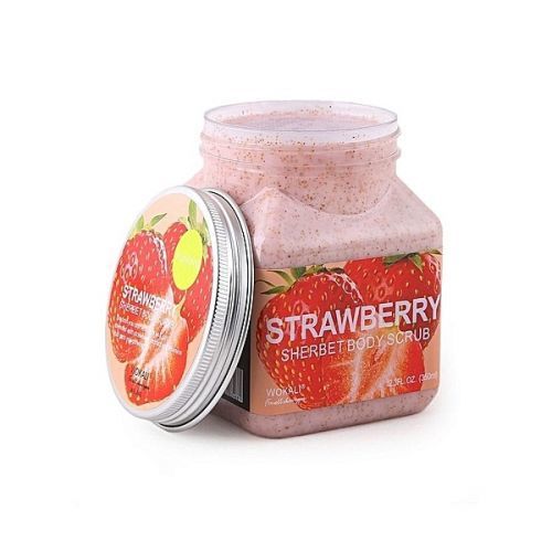 Скраб для тела Wokali Strawberry Sherbet Body Scrub Клубника 350 мл скраб для рук и ног in’garden солевой увлажняющий отшелушивающий пилинг дыня 250 мл