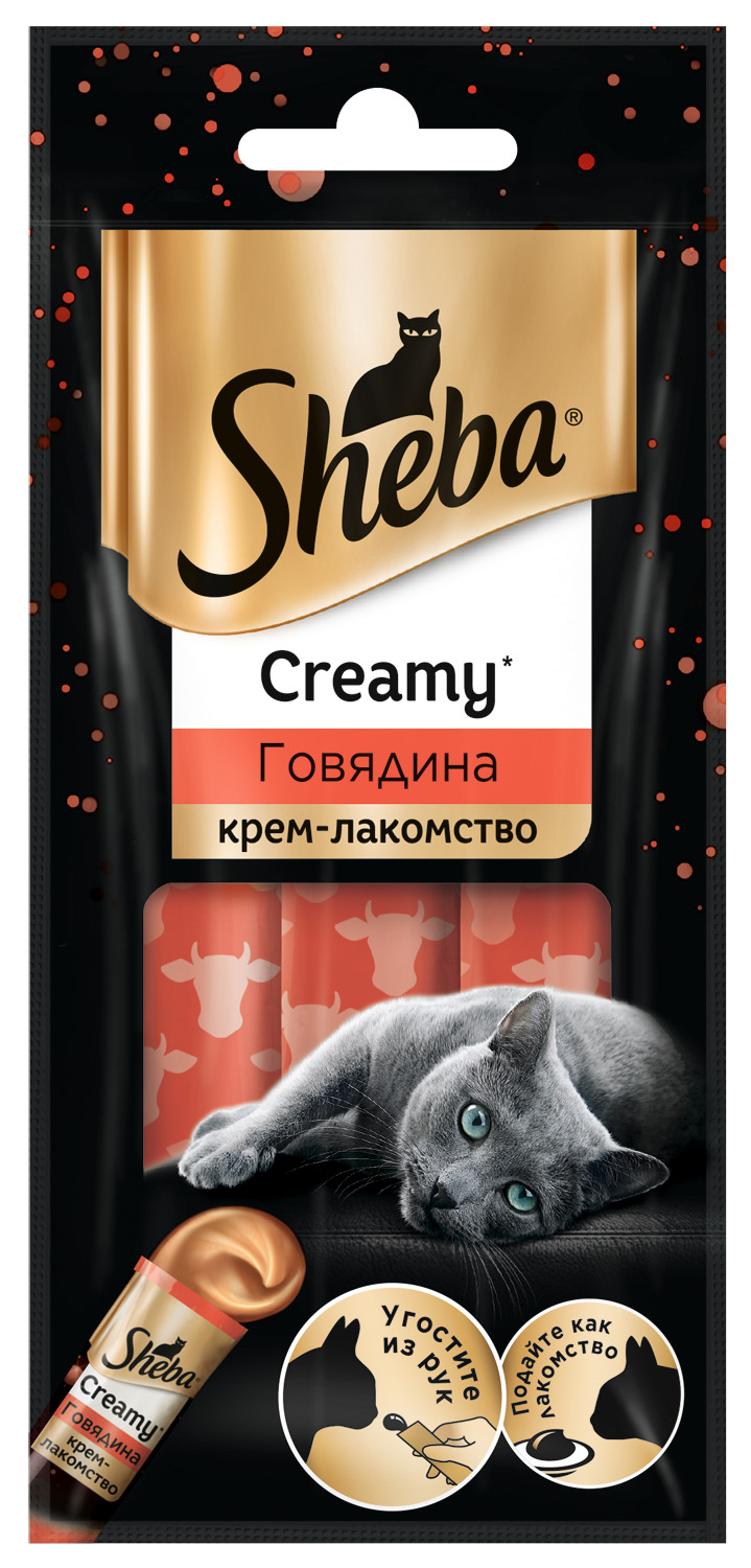 фото Лакомство для кошек sheba creamy с говядиной, 3 шт по 12 г
